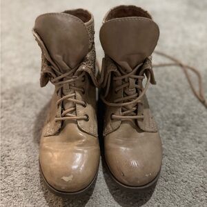 Women's Tan Lace-Up Boots